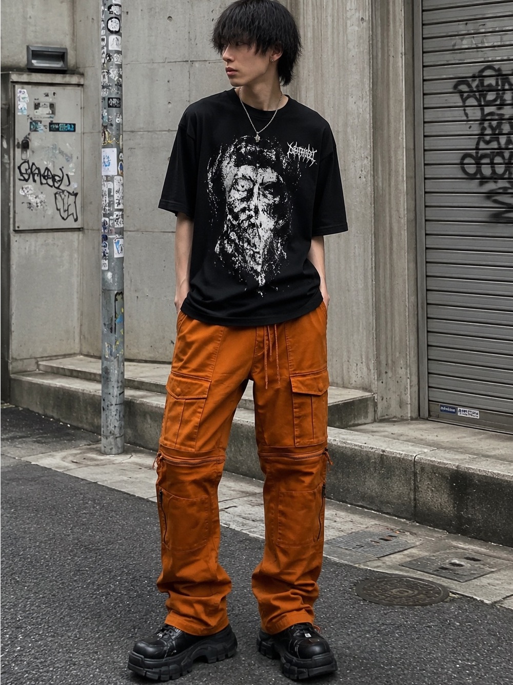 🆒 Forever 21 Men's Cargo Zip-Off Pants in Rust Orange